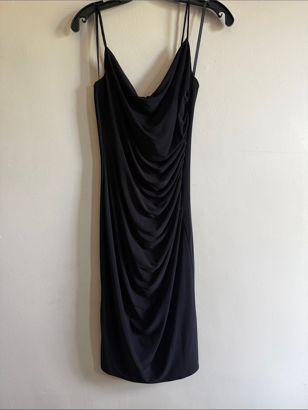 Laundry By Shelli Segal Black Cowl Neck Midi Slip Dress